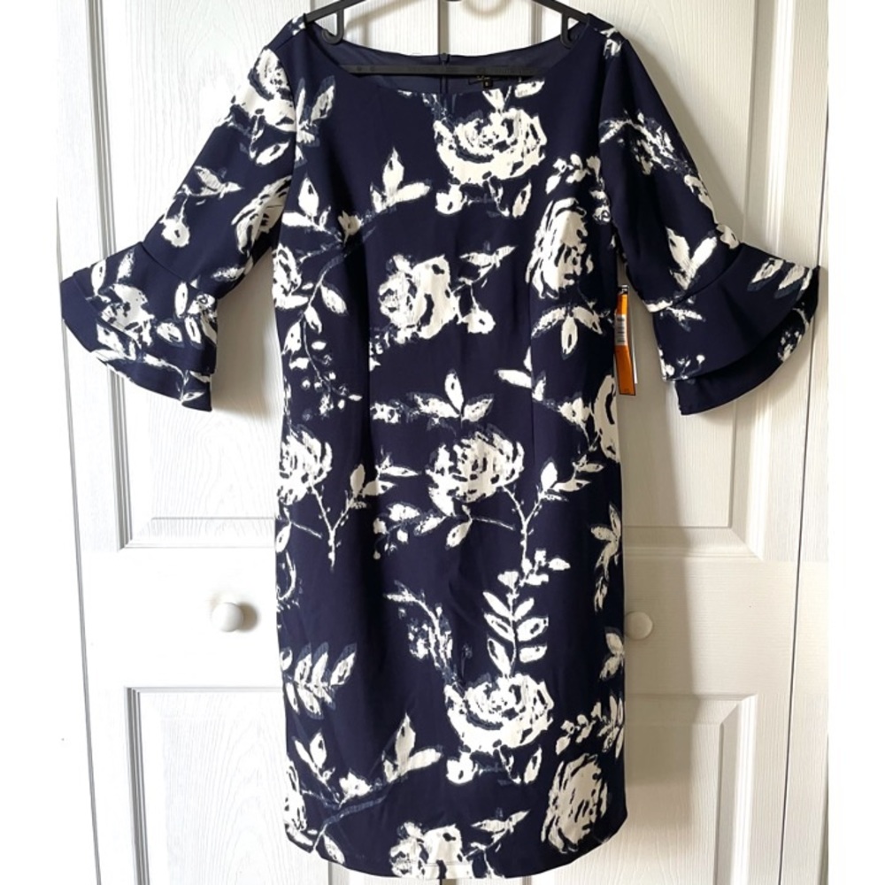 ILE New York floral bell sleeve midi dress